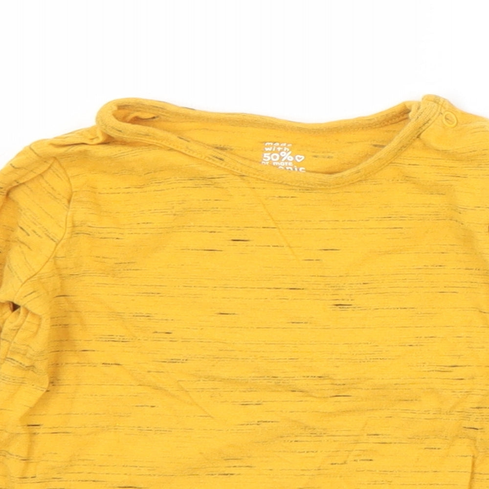 F&F Baby Yellow  Cotton Basic T-Shirt Size 12-18 Months Round Neck Snap