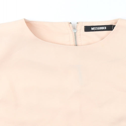 Missguided Womens Beige  Polyester Cropped T-Shirt Size 6 Round Neck