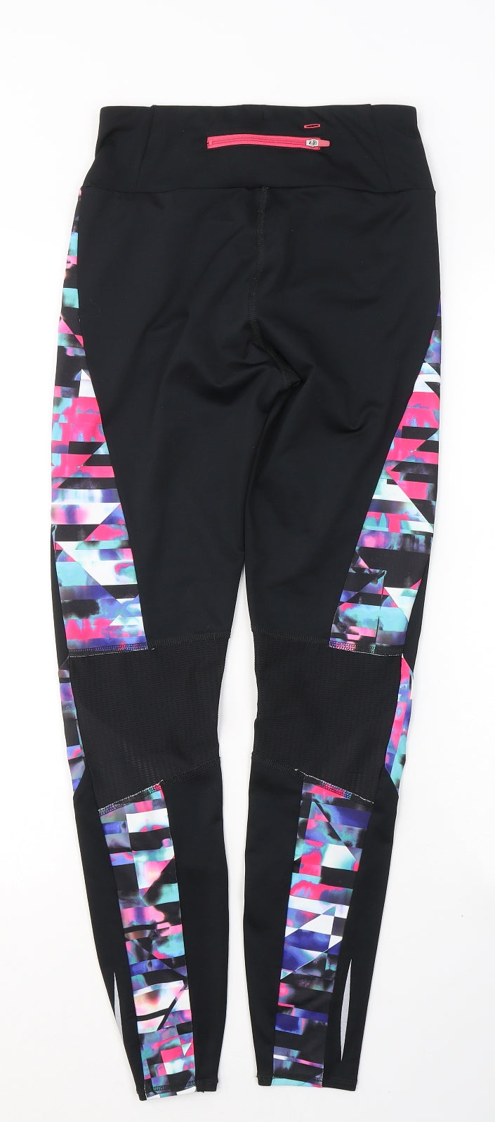Marks and Spencer Womens Black Geometric Polyester Pedal Pusher Leggings Size 8 L27 in Regular Pullover