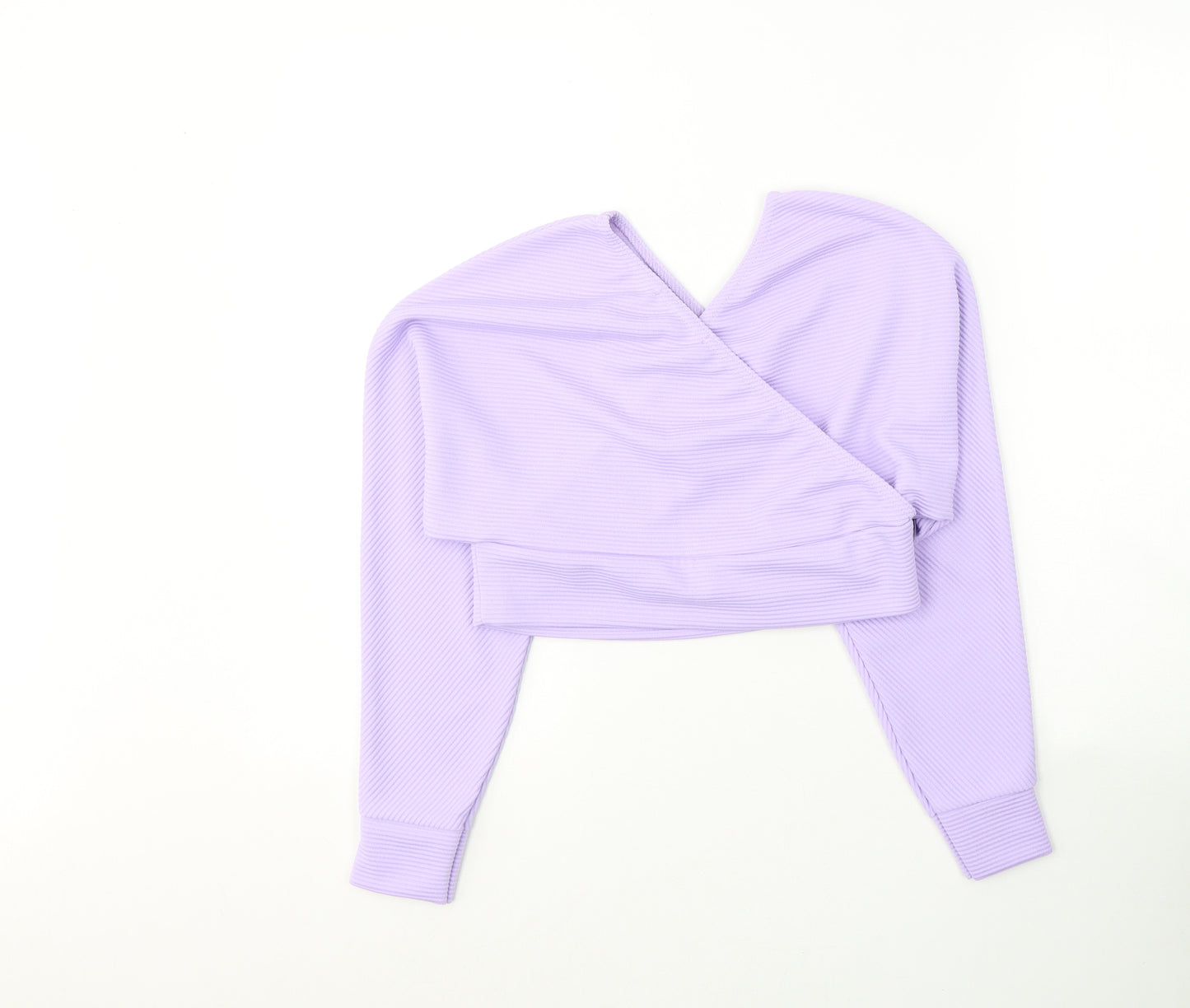 FEMME LUXE Womens Purple  Polyester Cropped Blouse Size 8 V-Neck