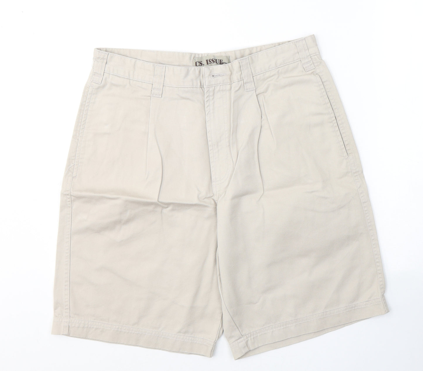 Cs.issue Mens Beige  Cotton Bermuda Shorts Size 34 L9 in Regular Button