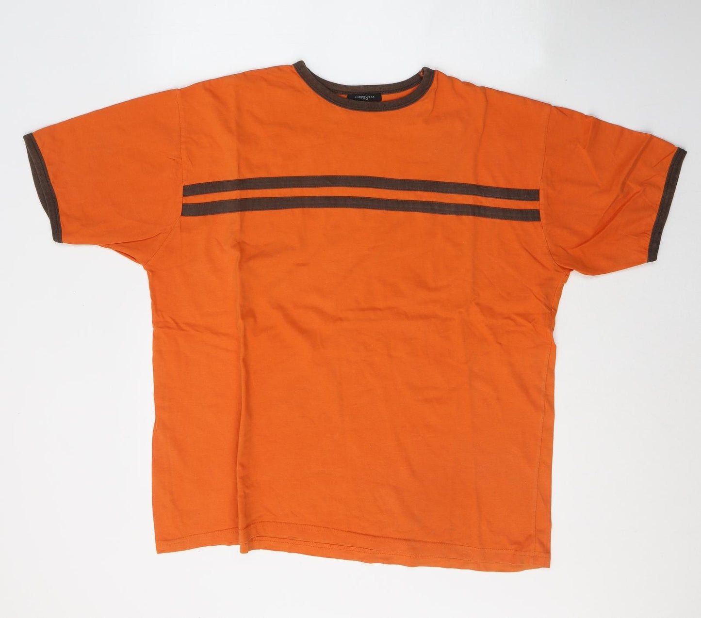 Dunnes Stores Mens Orange  Cotton  T-Shirt Size L Round Neck