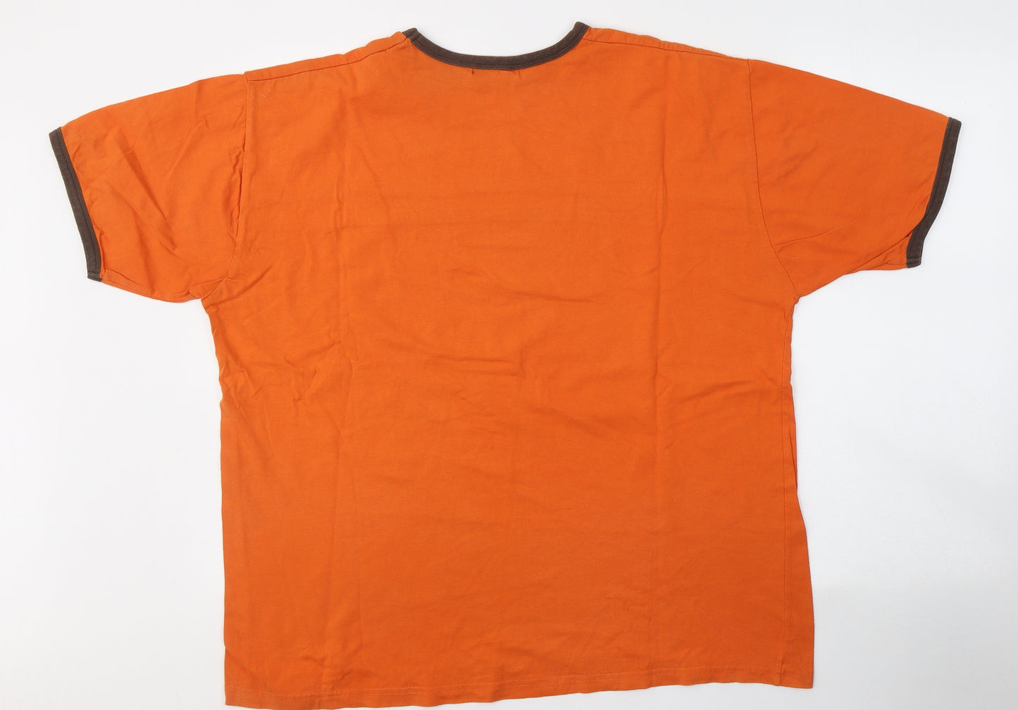 Dunnes Stores Mens Orange  Cotton  T-Shirt Size L Round Neck