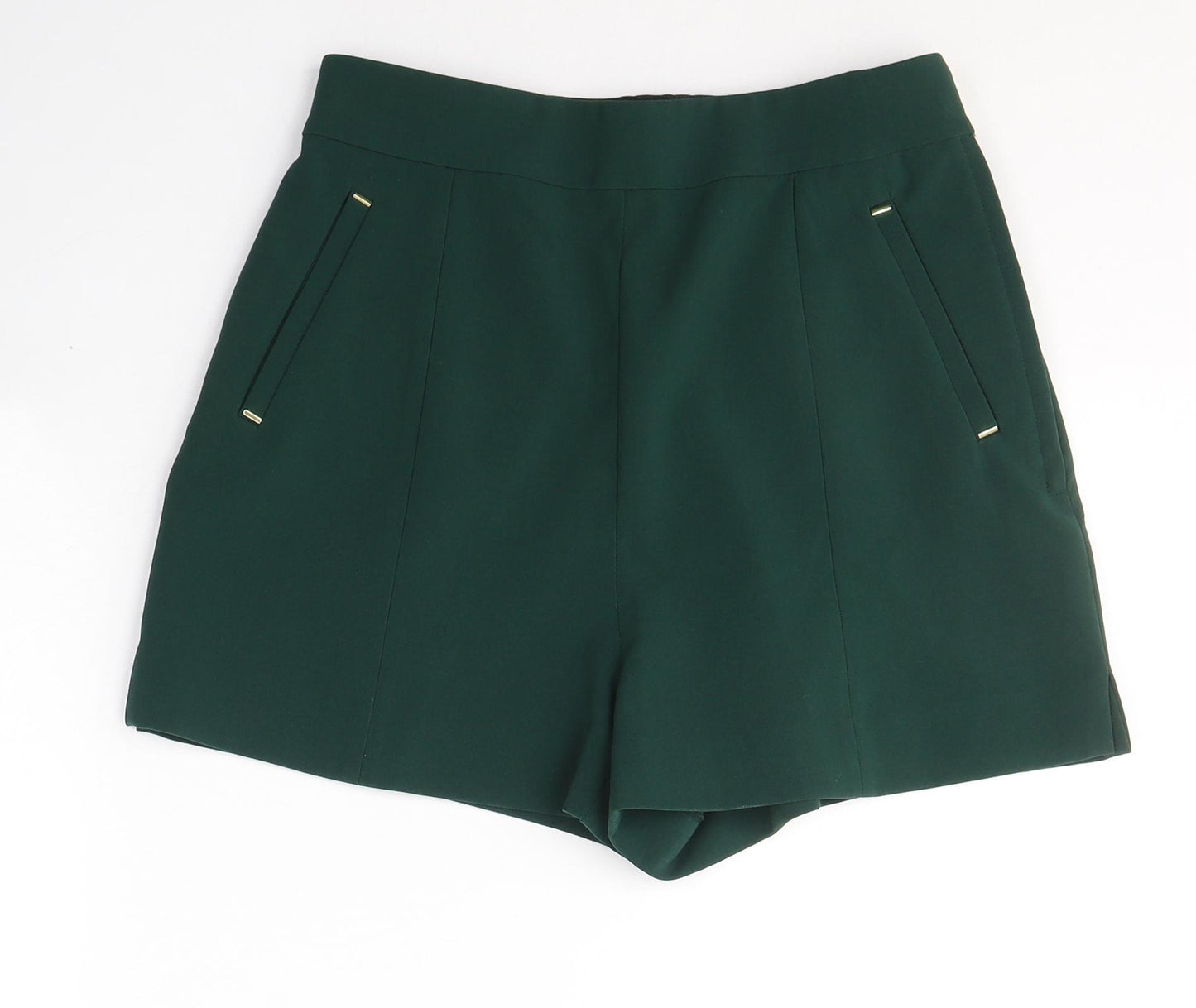 H&M Womens Green  Polyester Hot Pants Shorts Size 10 L3 in Regular Zip