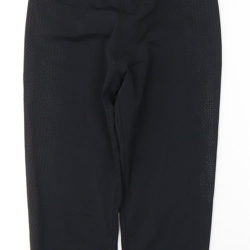 WORKOUT Womens Black  Polyester Cropped Leggings Size 10 L18 in Regular Pullover