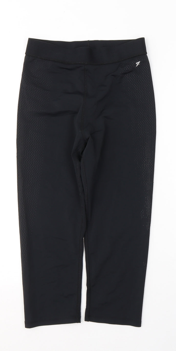WORKOUT Womens Black  Polyester Cropped Leggings Size 10 L18 in Regular Pullover