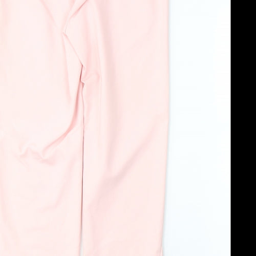 Stradivarius Womens Pink  Polyester Cropped Trousers Size 12 L25 in Regular Button