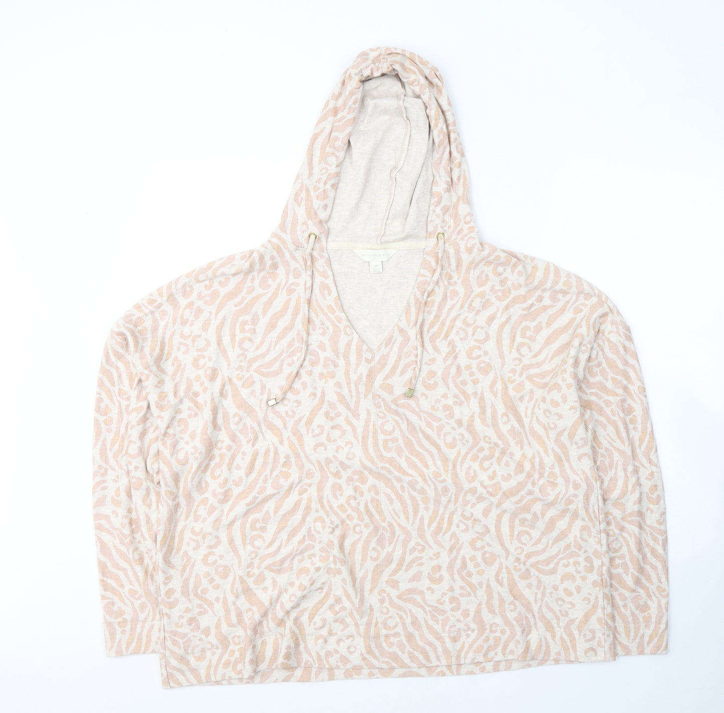 Marks and Spencer Womens Beige Animal Print Cotton Pullover Hoodie Size 20  Pullover