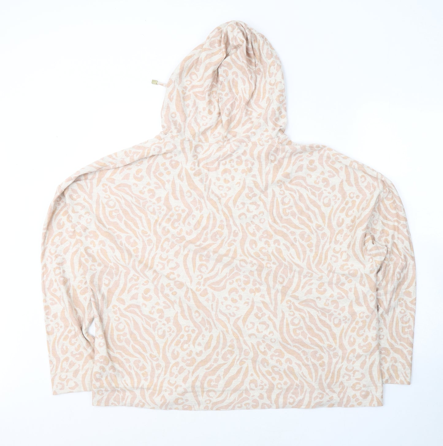 Marks and Spencer Womens Beige Animal Print Cotton Pullover Hoodie Size 20  Pullover