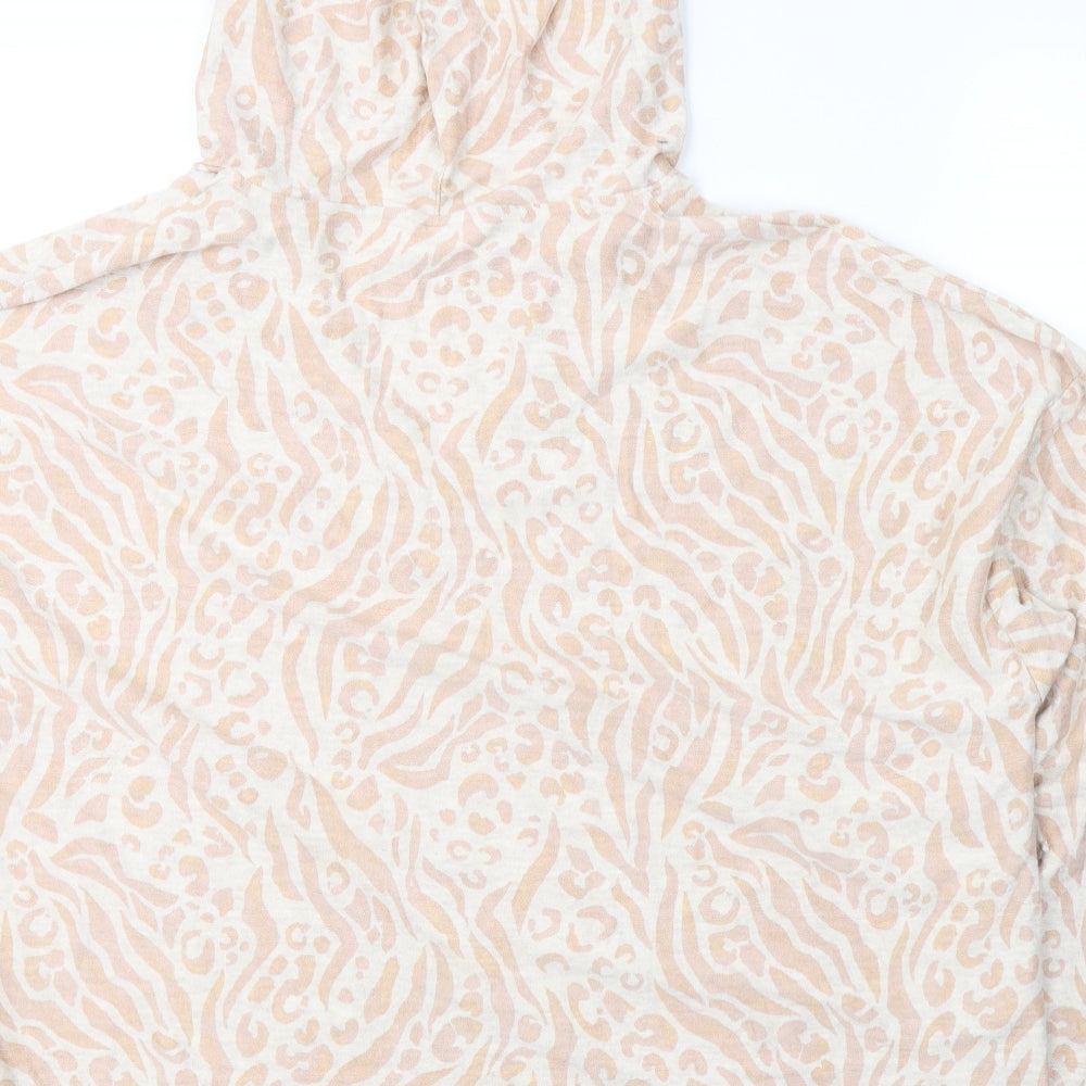 Marks and Spencer Womens Beige Animal Print Cotton Pullover Hoodie Size 20  Pullover
