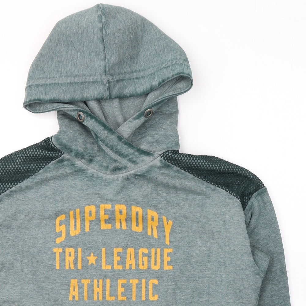 Superdry Womens Green  Cotton Pullover Hoodie Size L  Pullover
