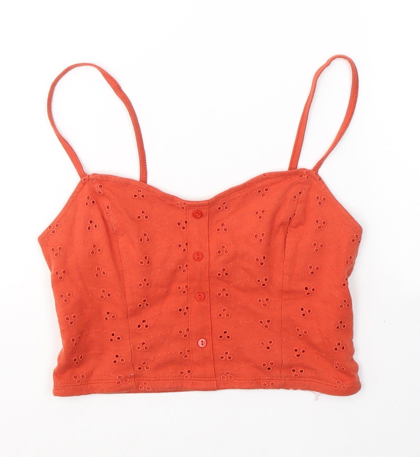 Primark Womens Red Geometric Cotton Cropped Tank Size 4 Sweetheart