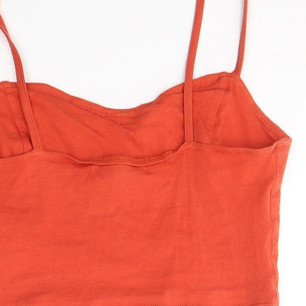 Primark Womens Red Geometric Cotton Cropped Tank Size 4 Sweetheart
