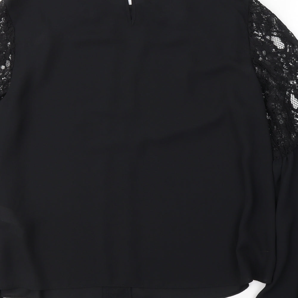 Primark Womens Black  Polyester Basic Button-Up Size 16 Collared