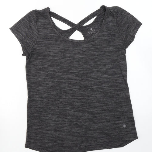 Papaya Womens Grey  Cotton Basic T-Shirt Size S Round Neck