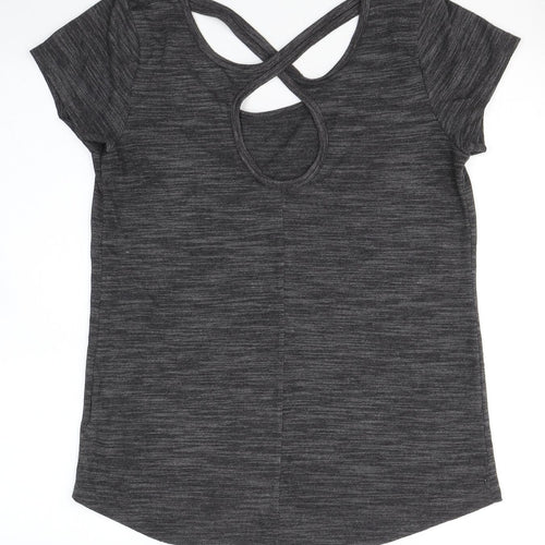 Papaya Womens Grey  Cotton Basic T-Shirt Size S Round Neck
