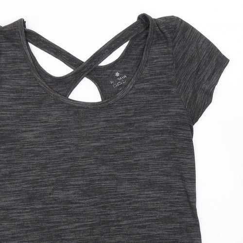 Papaya Womens Grey  Cotton Basic T-Shirt Size S Round Neck