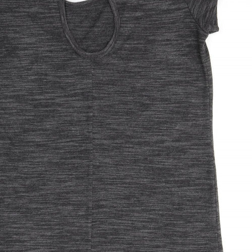 Papaya Womens Grey  Cotton Basic T-Shirt Size S Round Neck