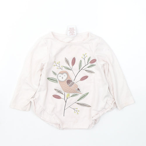 Maggie & Zoe Girls Pink  Cotton Pullover Casual Size 12 Months Round Neck Pullover - Bird