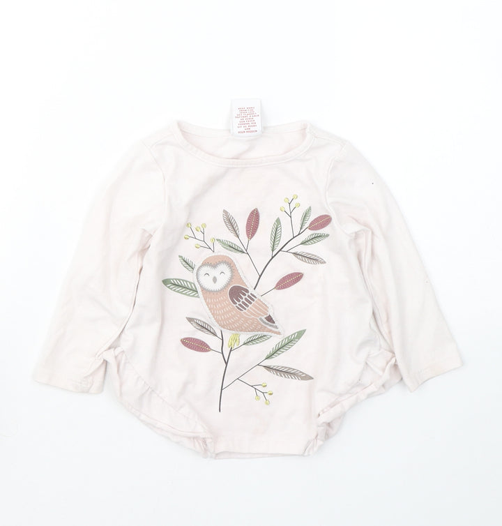 Maggie & Zoe Girls Pink  Cotton Pullover Casual Size 12 Months Round Neck Pullover - Bird