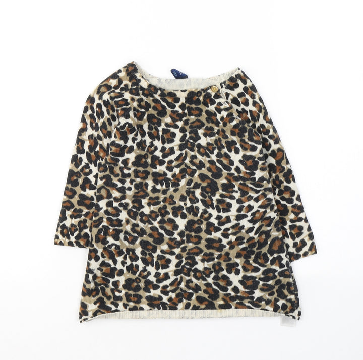 Old Navy Girls Beige Animal Print Cotton Tunic Jumper Size 12-18 Months Pullover