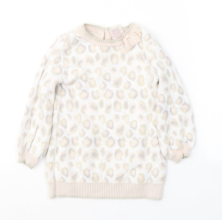 Cynthia Rowley Girls Ivory Animal Print Cotton Tunic Jumper Size 12-18 Months Pullover