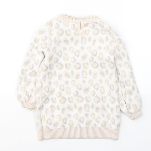 Cynthia Rowley Girls Ivory Animal Print Cotton Tunic Jumper Size 12-18 Months  Pullover