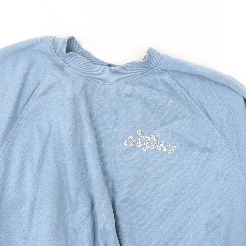 Divided by H&M Womens Blue  Cotton Pullover Sweatshirt Size L  Pullover - Feel emphaty