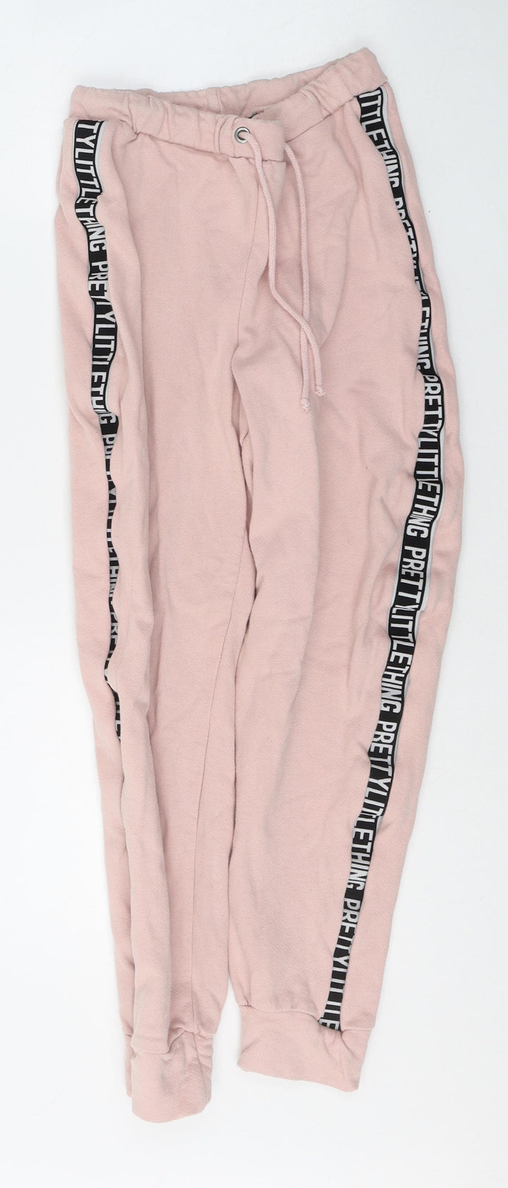 PRETTYLITTLETHING Womens Pink  Cotton Sweatpants Trousers Size 8 L23 in Regular Tie