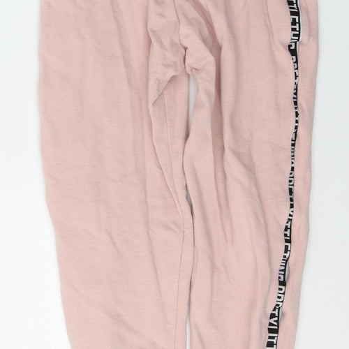 PRETTYLITTLETHING Womens Pink  Cotton Sweatpants Trousers Size 8 L23 in Regular Tie