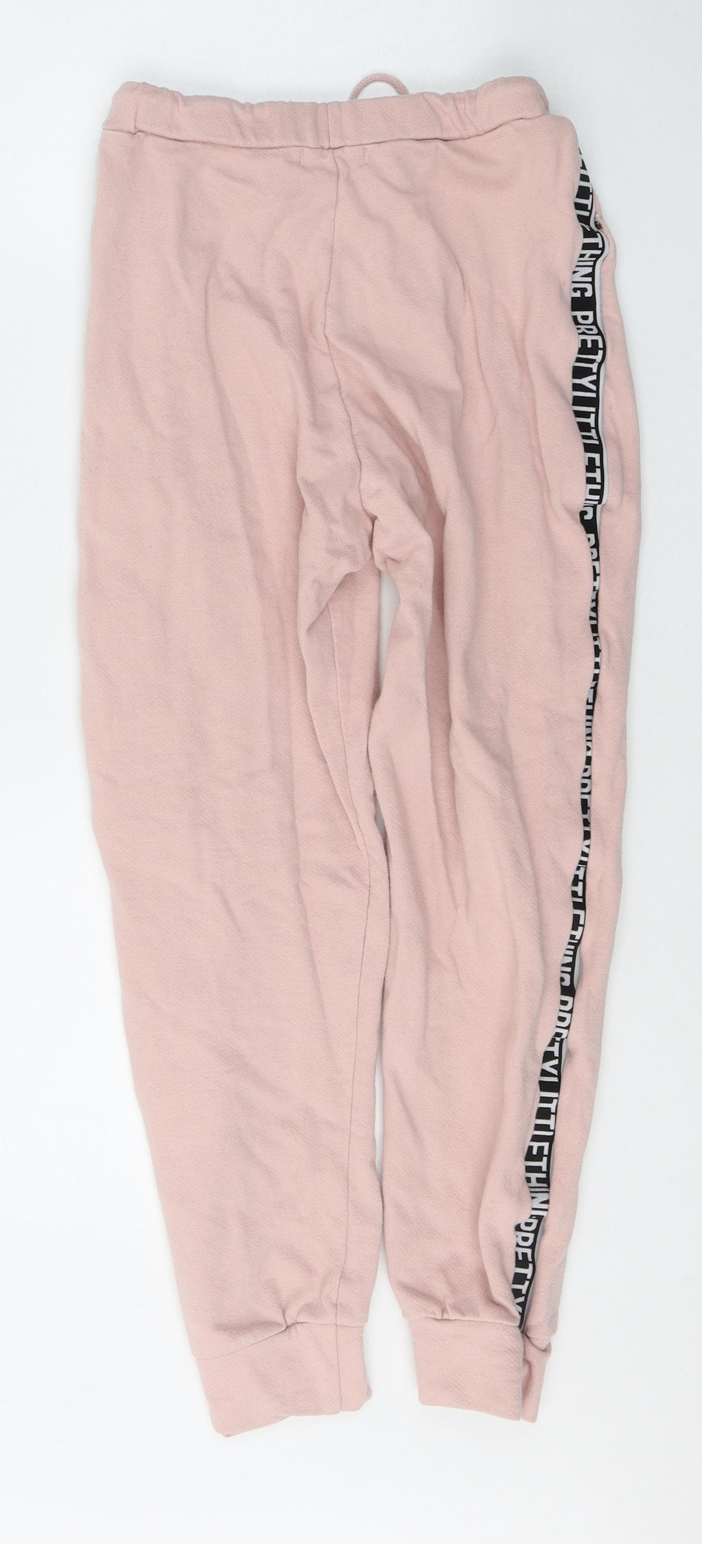 PRETTYLITTLETHING Womens Pink  Cotton Sweatpants Trousers Size 8 L23 in Regular Tie