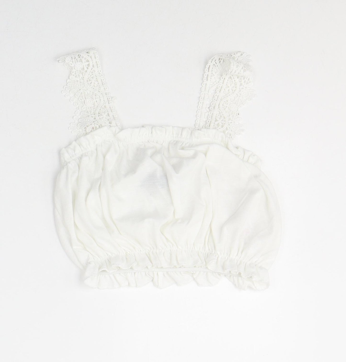Primark Womens White  Cotton Cropped Tank Size XS Square Neck