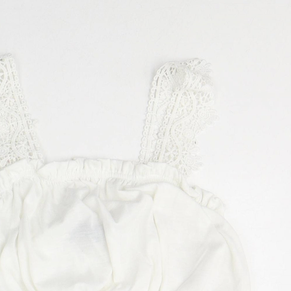 Primark Womens White  Cotton Cropped Tank Size XS Square Neck