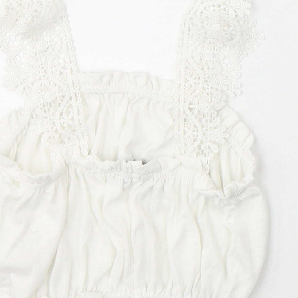 Primark Womens White  Cotton Cropped Tank Size XS Square Neck