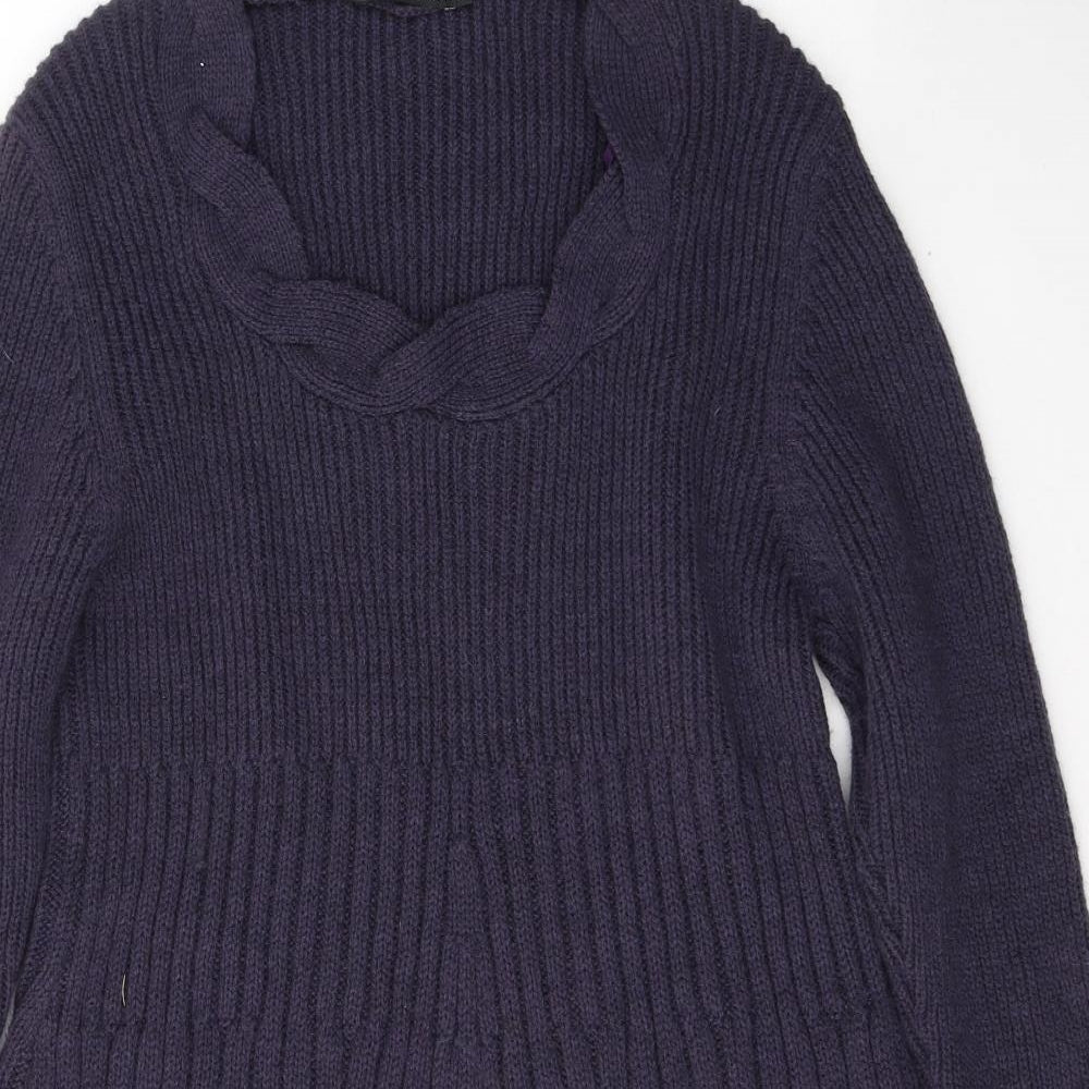 NEXT Womens Purple V-Neck  Acrylic Tunic Jumper Size 18