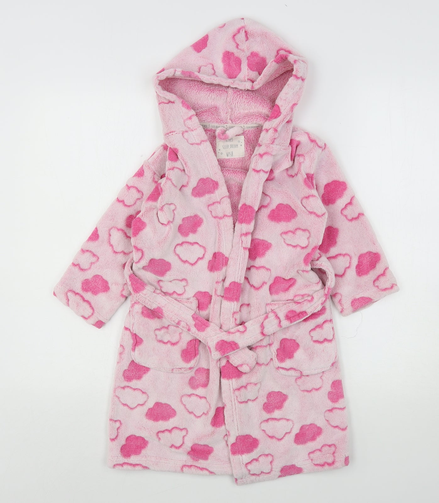 F&F Girls Pink Geometric Polyester Kimono Gown Size 3-4 Years