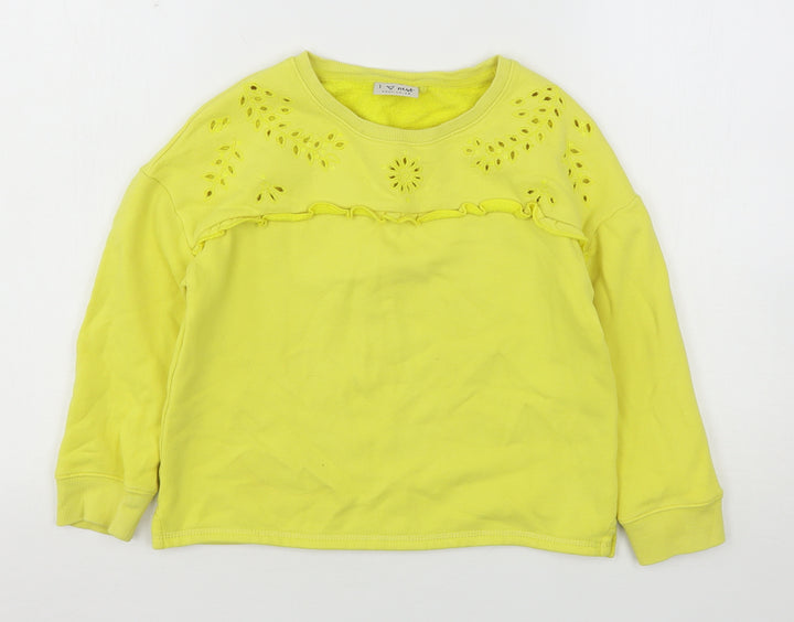 NEXT Girls Yellow Cotton Pullover Sweatshirt Size 7 Years