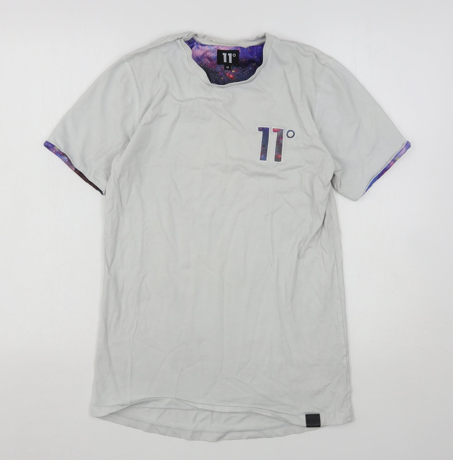 11 degrees Mens White  Cotton  T-Shirt Size M Round Neck