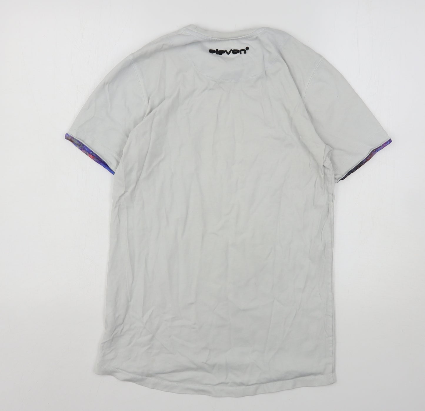 11 degrees Mens White  Cotton  T-Shirt Size M Round Neck