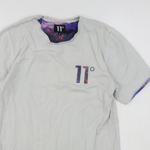 11 degrees Mens White  Cotton  T-Shirt Size M Round Neck