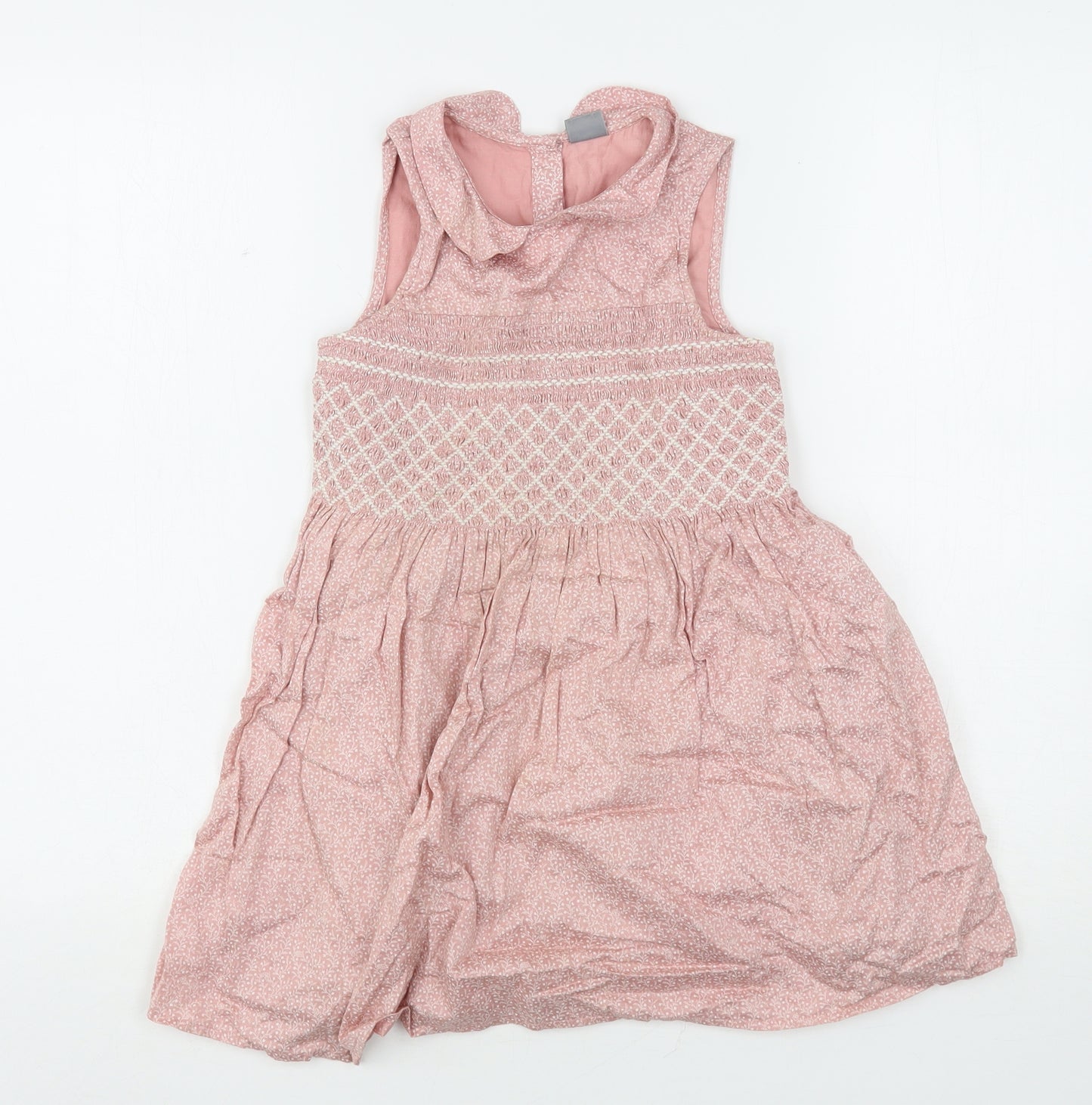 NEXT Girls Pink Floral Cotton A-Line  Size 7 Years  Collared