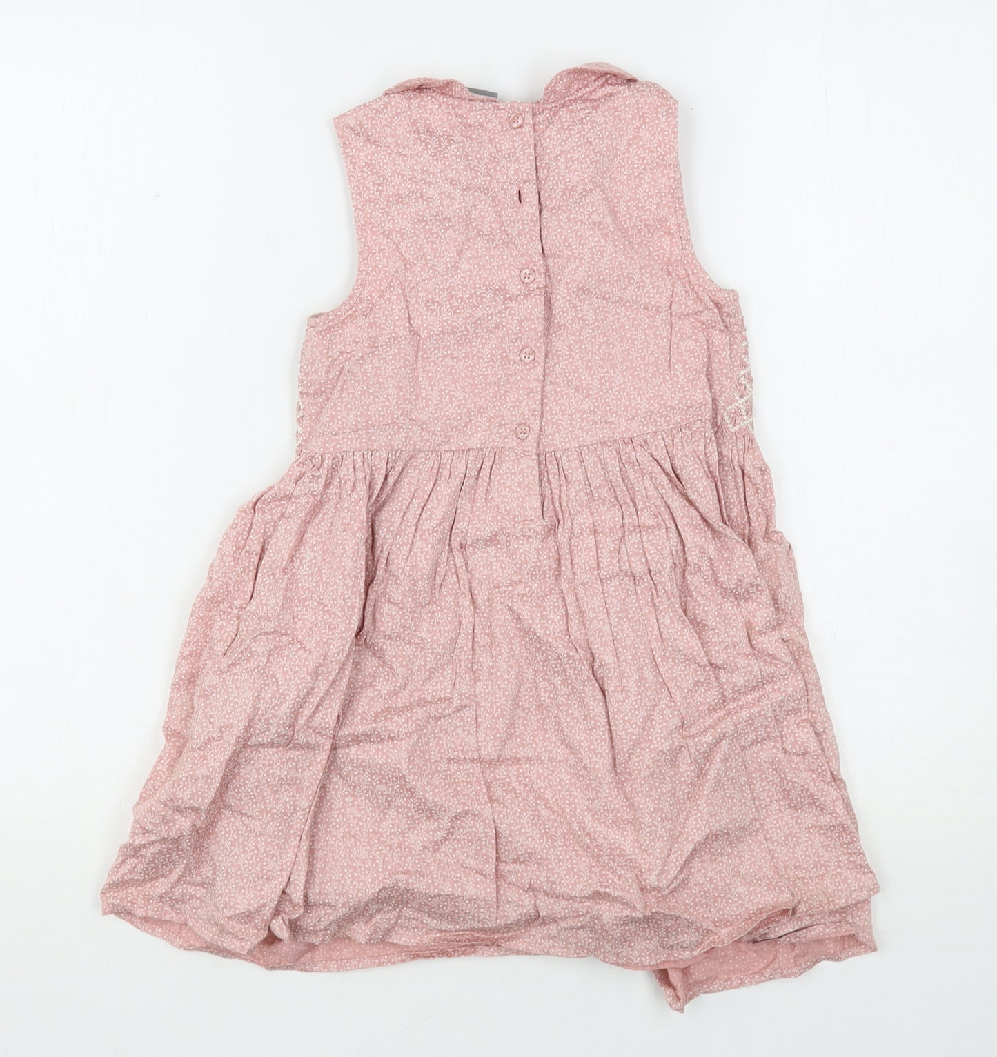 NEXT Girls Pink Floral Cotton A-Line  Size 7 Years  Collared