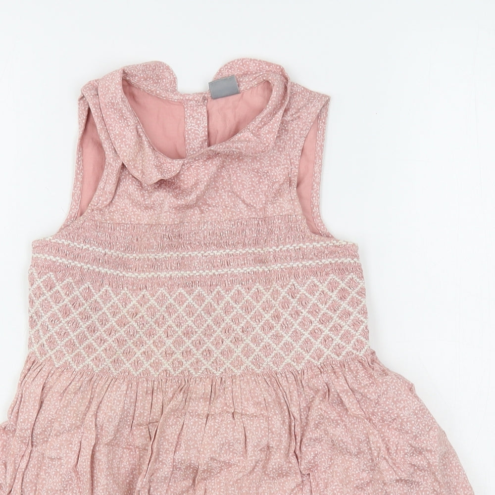 NEXT Girls Pink Floral Cotton A-Line  Size 7 Years  Collared