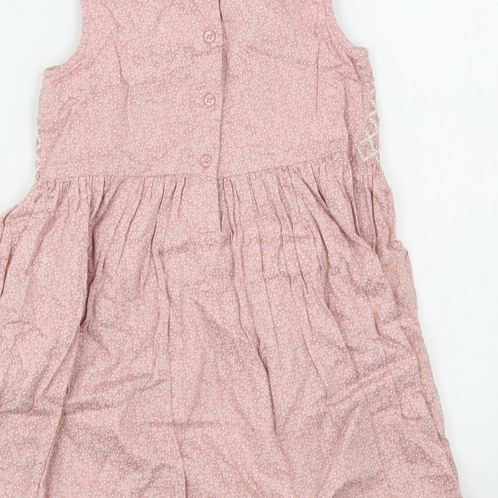NEXT Girls Pink Floral Cotton A-Line  Size 7 Years  Collared