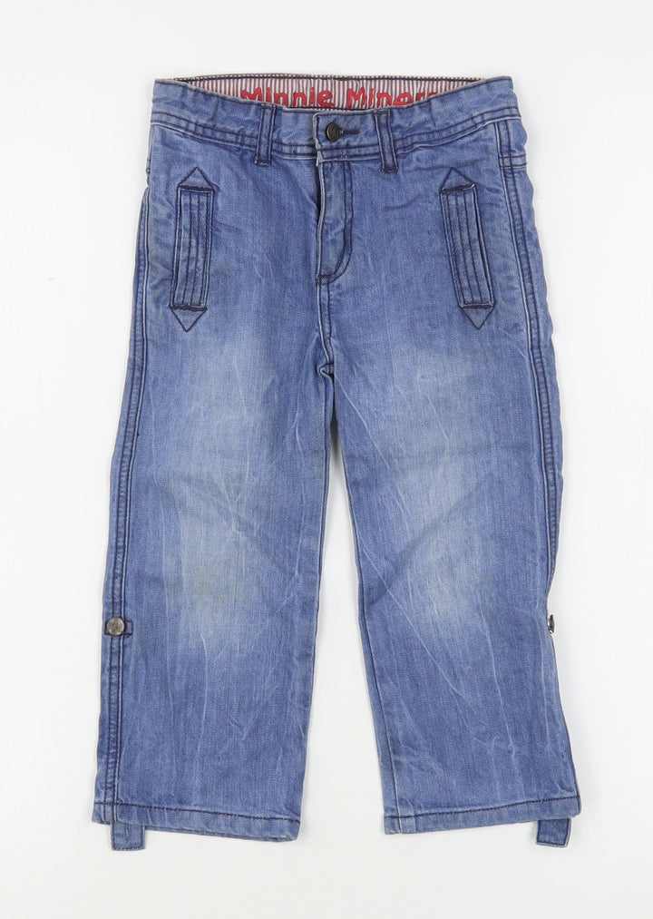 Minnie Mouse Boys Blue Cotton Straight Jeans Size 2-3 Years Regular Button