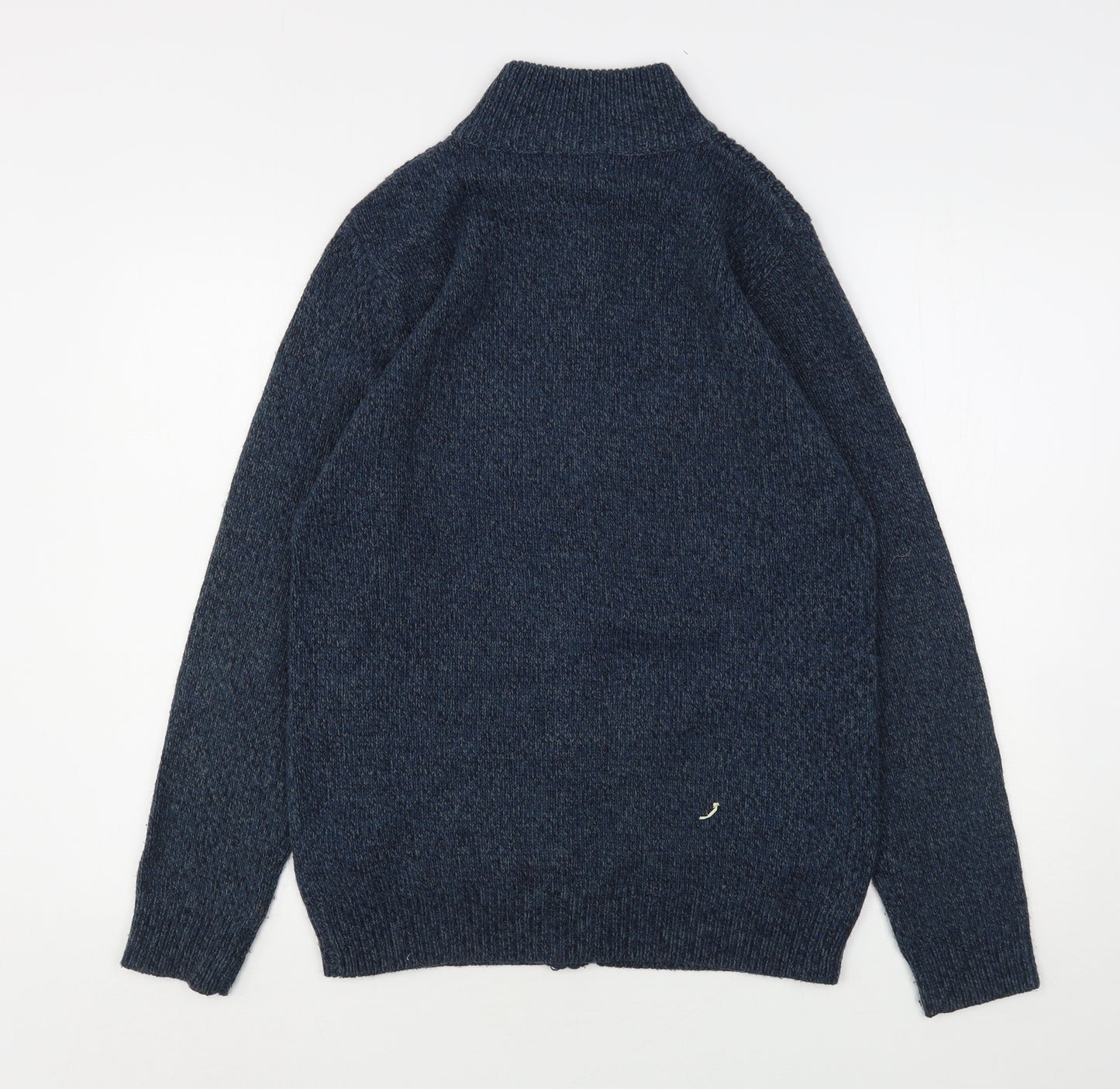 Marks and Spencer Mens Blue High Neck  Acrylic Full Zip Jumper Size S