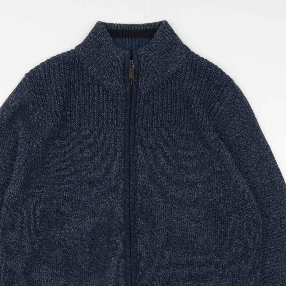Marks and Spencer Mens Blue High Neck  Acrylic Full Zip Jumper Size S