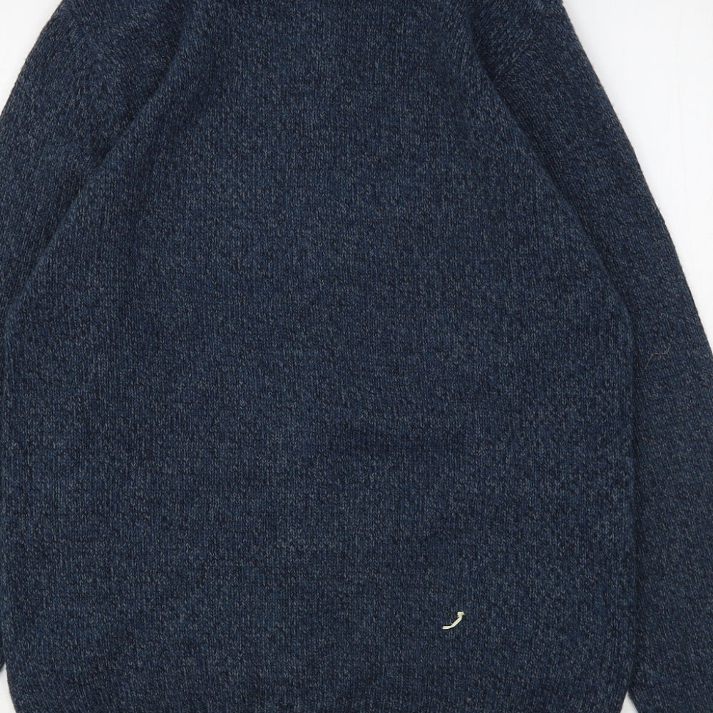 Marks and Spencer Mens Blue High Neck  Acrylic Full Zip Jumper Size S