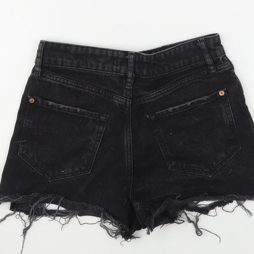 River Island Womens Black  Cotton Cut-Off Shorts Size 8 L3 in Regular