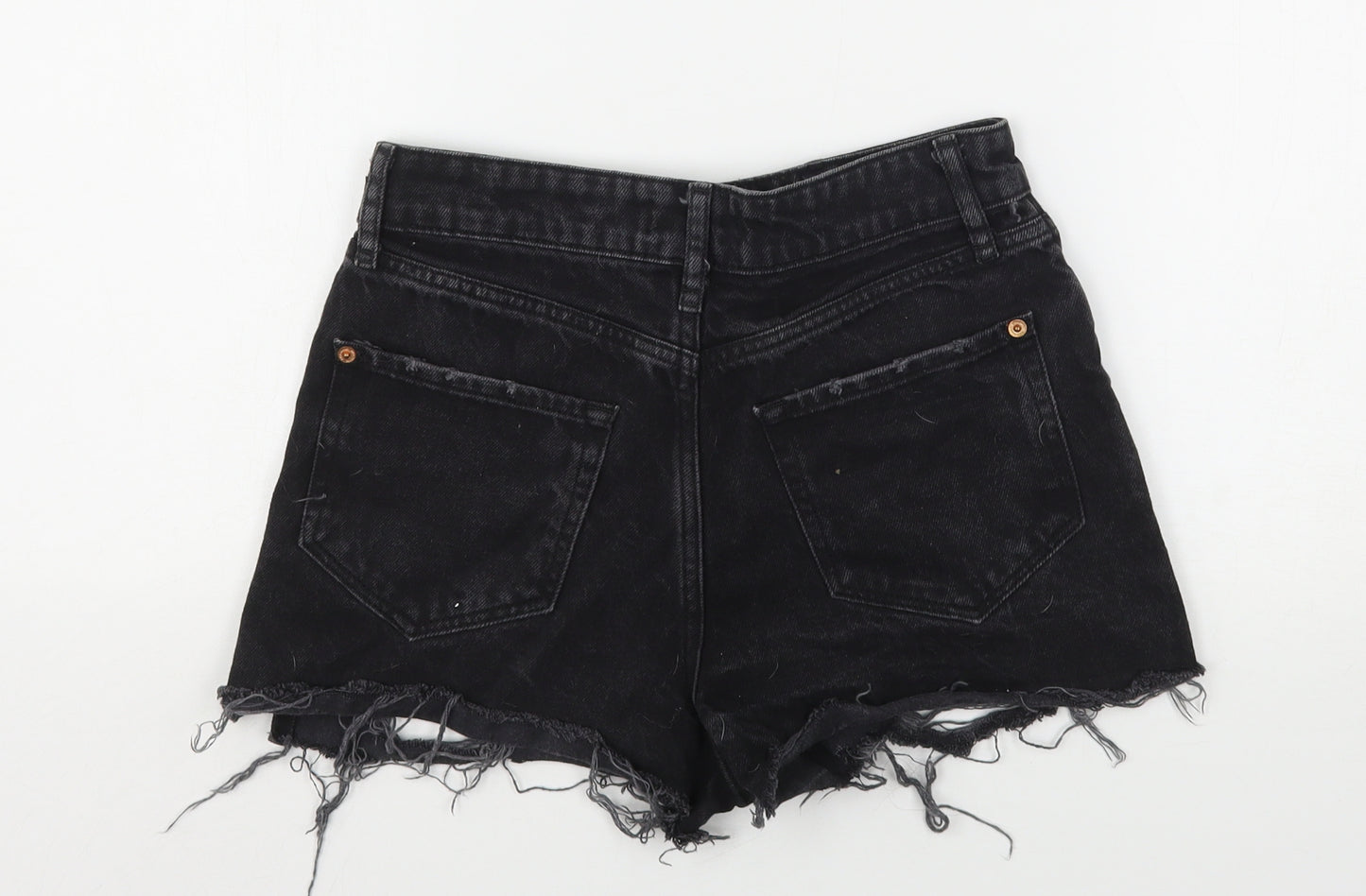 River Island Womens Black  Cotton Cut-Off Shorts Size 8 L3 in Regular